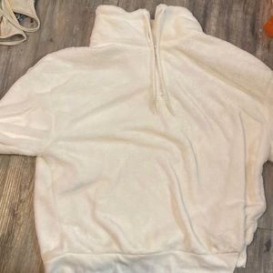 quarter zip fuzzy coat, no hood